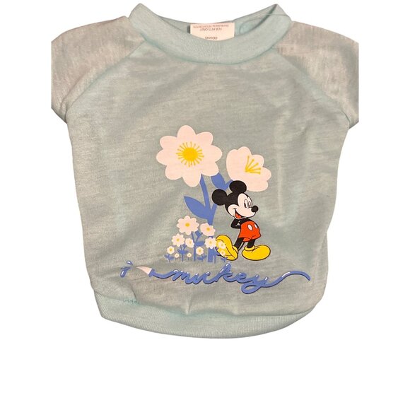Disney Mickey Mouse Spring Dog Shirt T-Shirt Pet Apparel Flowers Blue Sz XS NWT - Picture 1 of 5